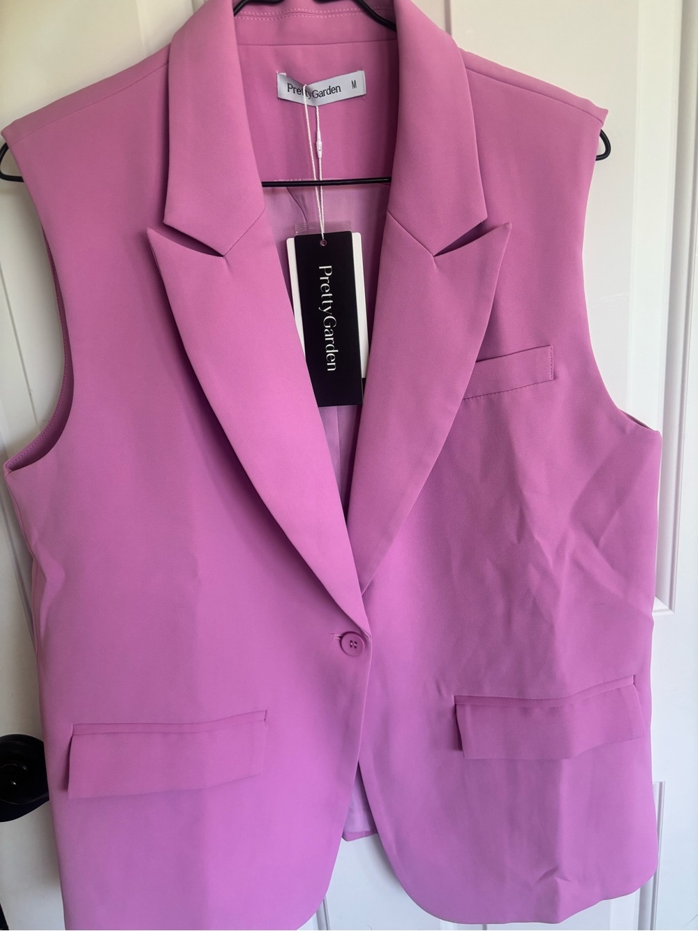 PrettyGarden Women's Sleeveless Blazer Vest in Pink